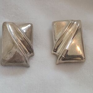 Silver Geometric Clip-On Earrings